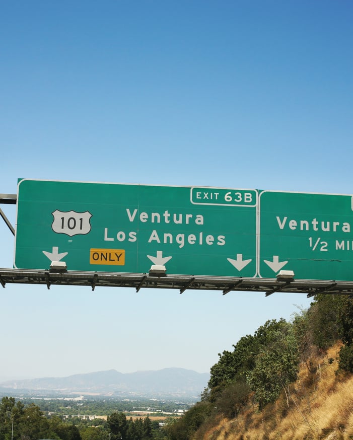 Ventura and Los Angeles 101 Freeway Sign